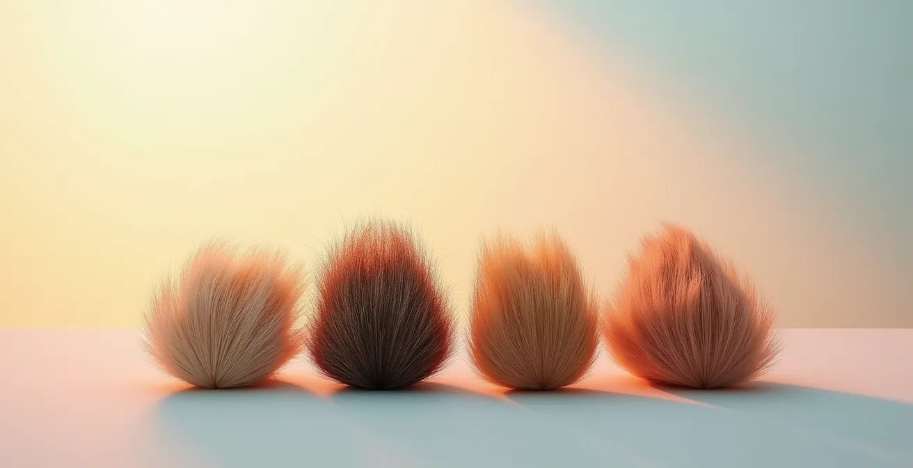 Transformation visuelle d'une mèche de cheveux à travers les saisons